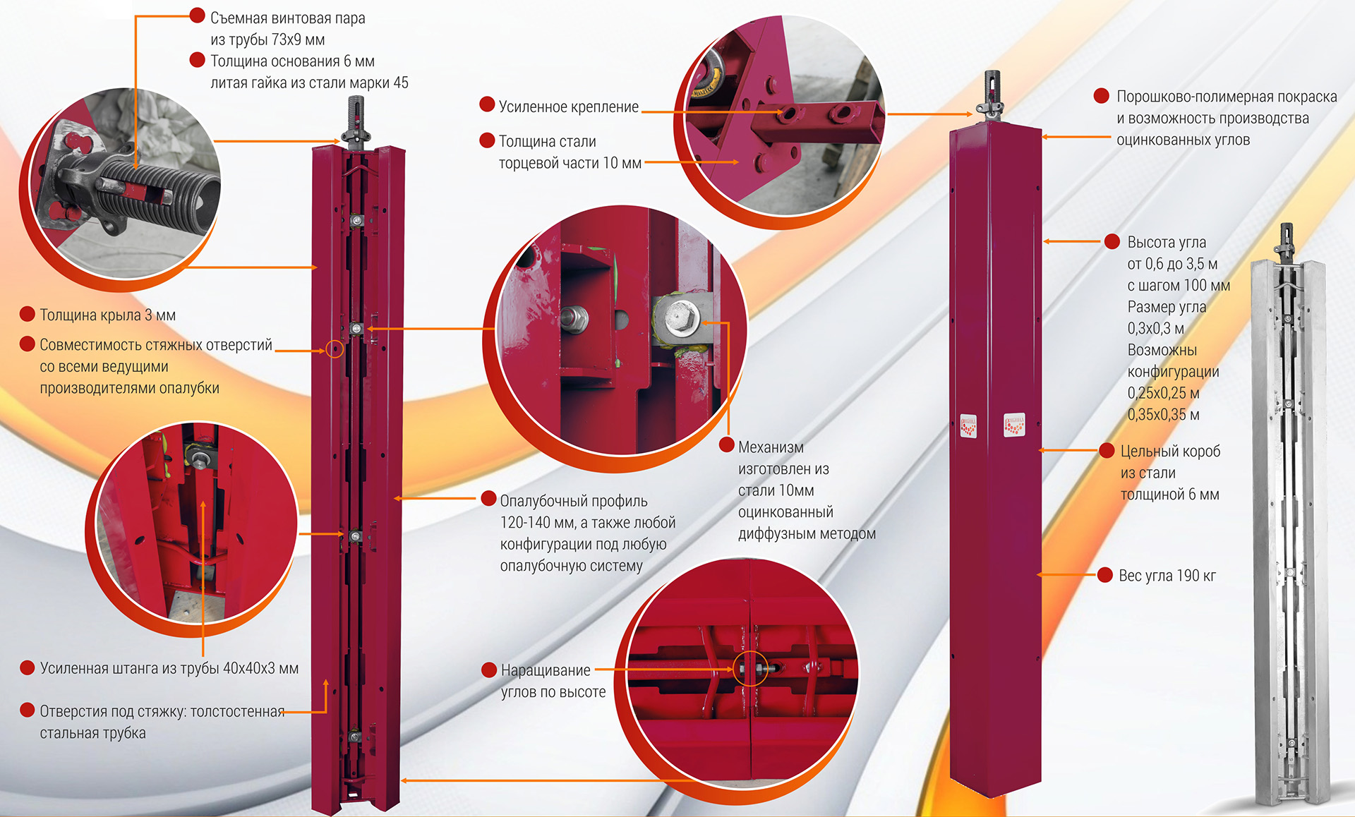 Схема сборки распалубочных углов для опалубки лифтовых шахт